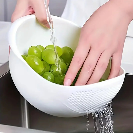 Plastic Rice Washing Bowl With Strainer
