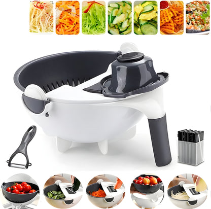 9-IN-1 Vegetable Cutter with Free Drain Basket